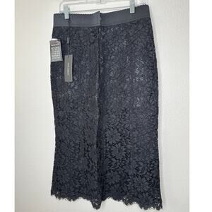 NWT Dolce & Gabbana Black Lace Pencil Skirt Back Zip Underskirt 46 / XL